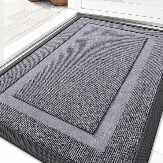 OLANLY Waterproof Front Door Mat - All-Season Indoor/Outdoor Doormat, Easy Clean, Classic Gray, 29.5x17
