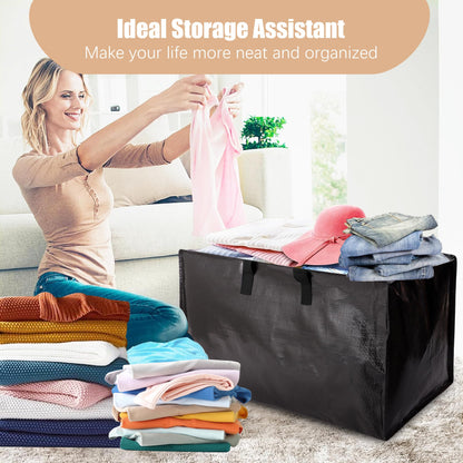 NATURELUX Heavy Duty Moving Bags with Backpack Straps and Strong Handles, Alternative to Moving Boxes and Storage Totes for Dorm Room Essentials, 12 Pack, Black