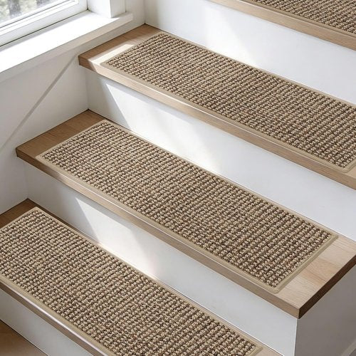BEQHAUSE Non-Slip Carpet Stair Treads - Machine Washable 28"x9" for Kids, Elders & Pets | 15pcs Taupe