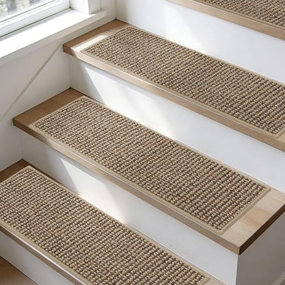 BEQHAUSE Non-Slip Carpet Stair Treads - Machine Washable 28"x9" for Kids, Elders & Pets | 15pcs Taupe