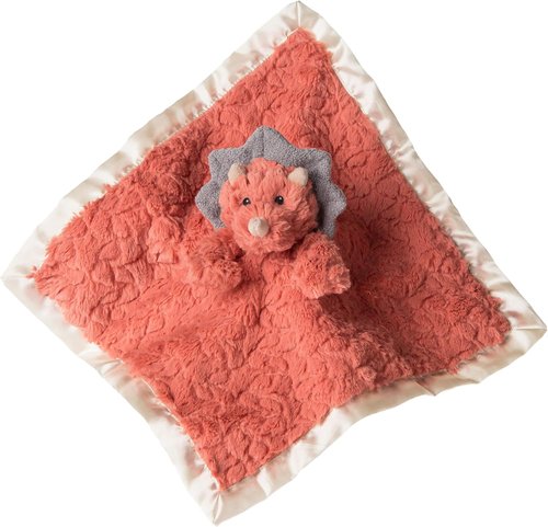 Mary Meyer Baby Lovey - Soft Coral Dino Security Blanket & Stuffed Animal Toy | 13 x 13 Inches