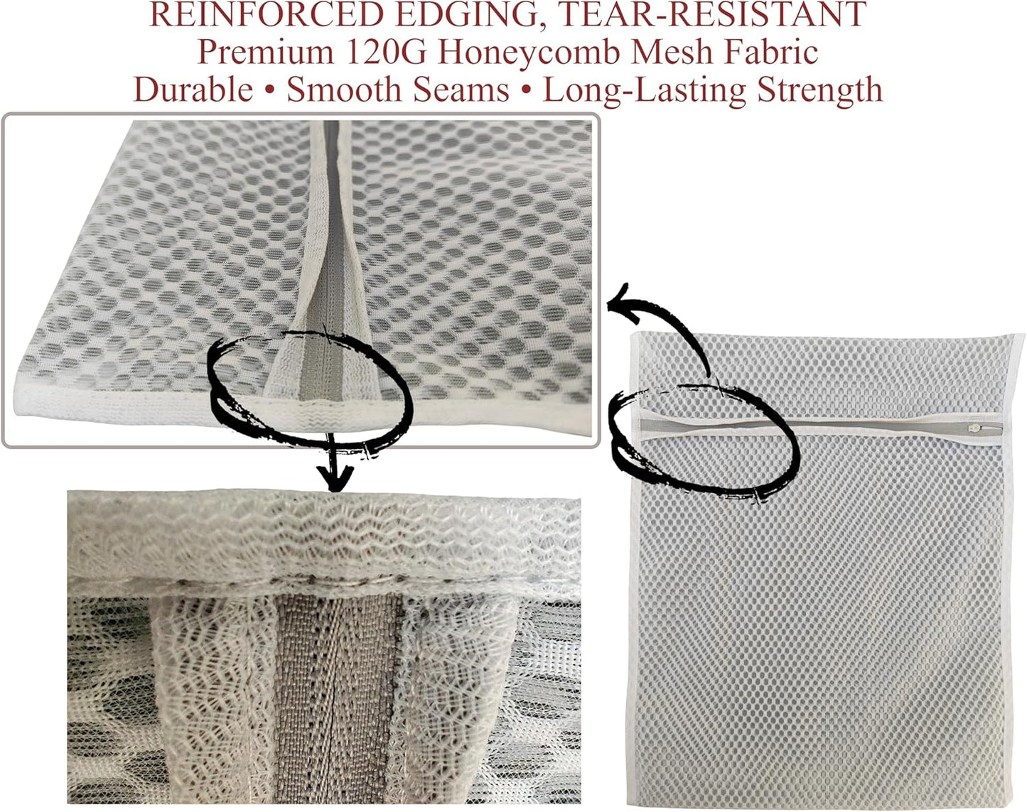 Mesh Laundry Bags for Delicates by [Brand Name] - 3 Pack (12”×16”) with Color-Coded Zippers | Protects Clothes from Damage