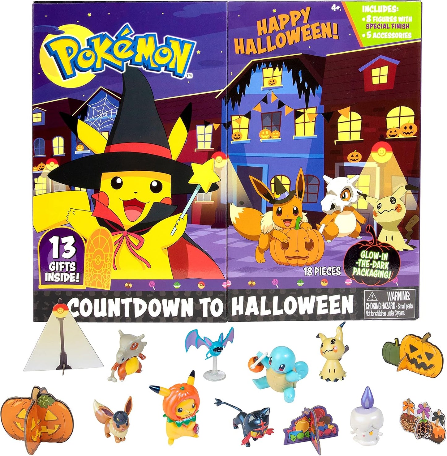 Pokemon Halloween Advent Countdown Calendar 2021 - 13 Pieces with 10 Toy Figures & 3 Accessories | Ages 4+