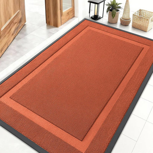 OLANLY Front Door Mat Indoor Outdoor Entrance, Waterproof All-Season, All-Weather Doormat, Sturdy Natural Rubber, Low Profile, Easy Clean Patio Porch Entryway Mat, 47x32, Vermillion Red