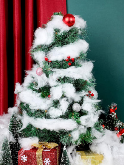 Riakrum Fake Snow Decor - Fluffy Artificial Snow Cotton for Winter Mantle | 60g Indoor Decoration