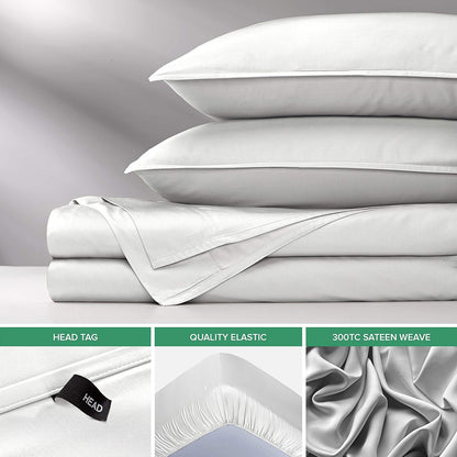 Pure Bamboo California King Sheets - 100% Organic Viscose Bed Set, Soft & Cooling | White, Double Stitching