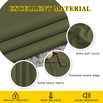 NICETOWN Room Darkening Living Room Curtains 102 inches Long - Grommet Thermal Insulated Window Drapes Room Divider Blinds Sound Reducing for Living Room (W66 x L102, Olive, 2 Pieces)
