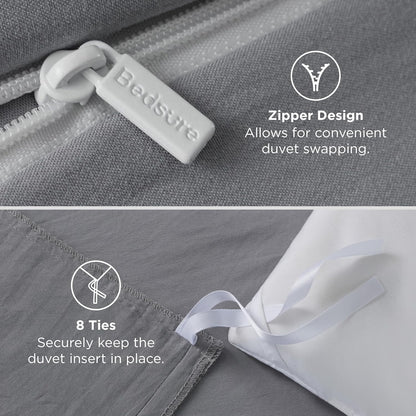 Bedsure Grey Duvet Cover King Size - Extra Soft 3-Piece Bedding Set with Zipper Closure | 104x90 Inches