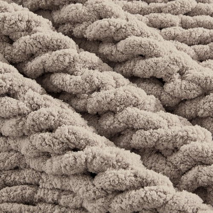 Carriediosa Chunky Knit Throw Blanket 50" X 60", 100% Hand Made Large Chenille Loop Yarn Soft Fluffy Throws for Couch Sofa Bed, Big Crochet Cozy Heavy Thick Cable Woven Blankets, Taupe