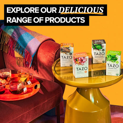 TAZO Organic Chai Black Tea Bags - Spicy Blend of Black Teas, Ginger & Cinnamon | 96 Total Bags (16ct x 6)