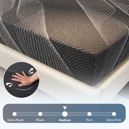 CH Charme House 8 Inch Twin Mattress, Bamboo-Charcoal Memory Foam Mattress for Kids, Cooling & Pressure Relief, Bed in a Box, Foam Made in USA & CertiPUR-US Certified, 38"x75"x8", Black