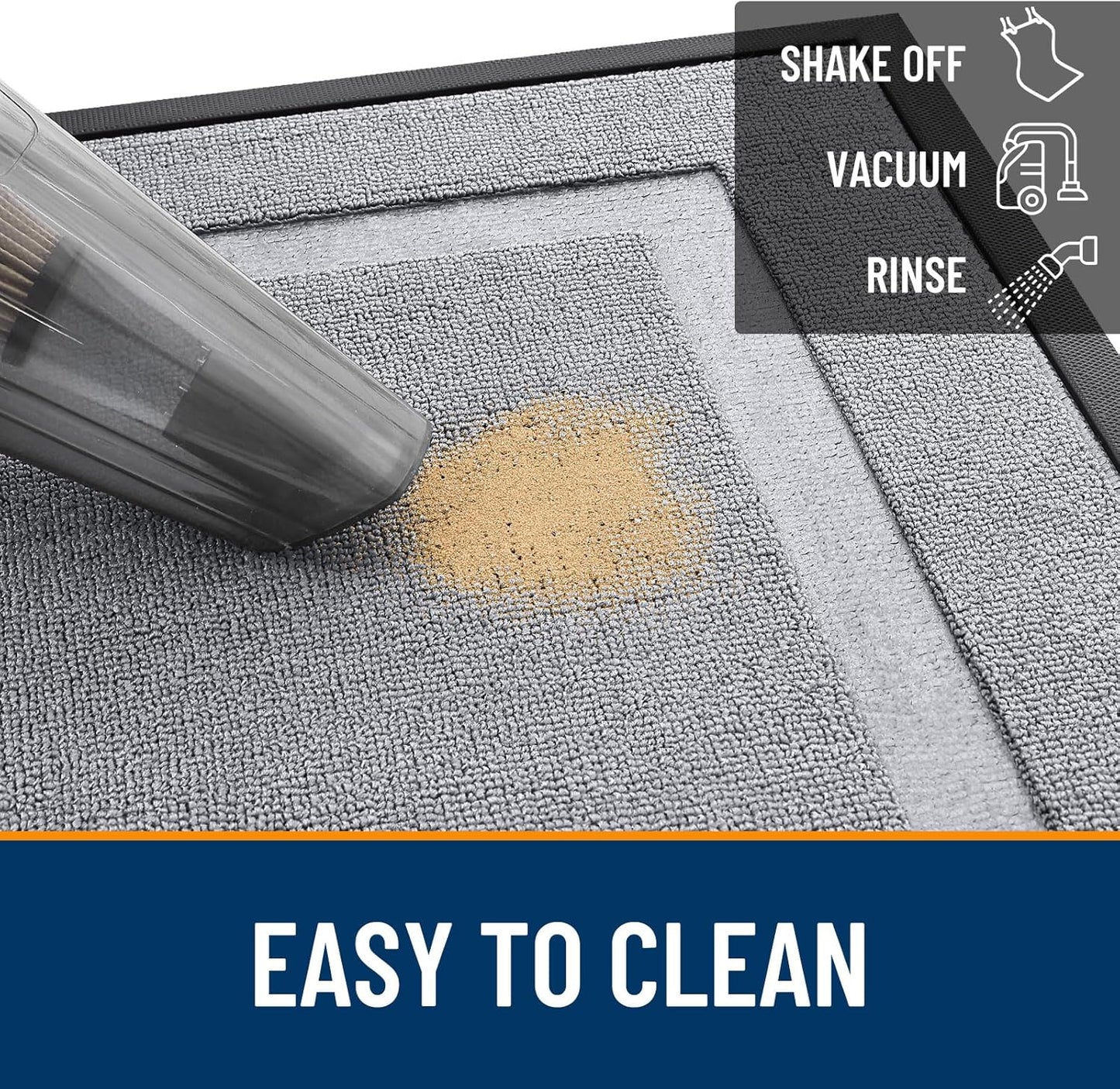 OLANLY Front Door Mat - Waterproof All-Season Doormat | Sturdy Natural Rubber, Easy Clean, 71x23, Silver Gray