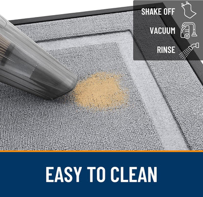 OLANLY Front Door Mat - Waterproof All-Season Doormat | Sturdy Natural Rubber, Easy Clean, 71x23, Silver Gray