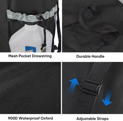 BALEINE 120L Laundry Bag Backpack - Durable 900D Oxford Fabric with Shoulder Straps & Mesh Pockets | Black