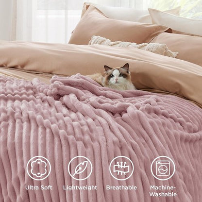Bedsure GentleSoft Pink Fleece Blanket - Cozy Throw for Couch, Perfect Gift for Women | 60x80 Inches