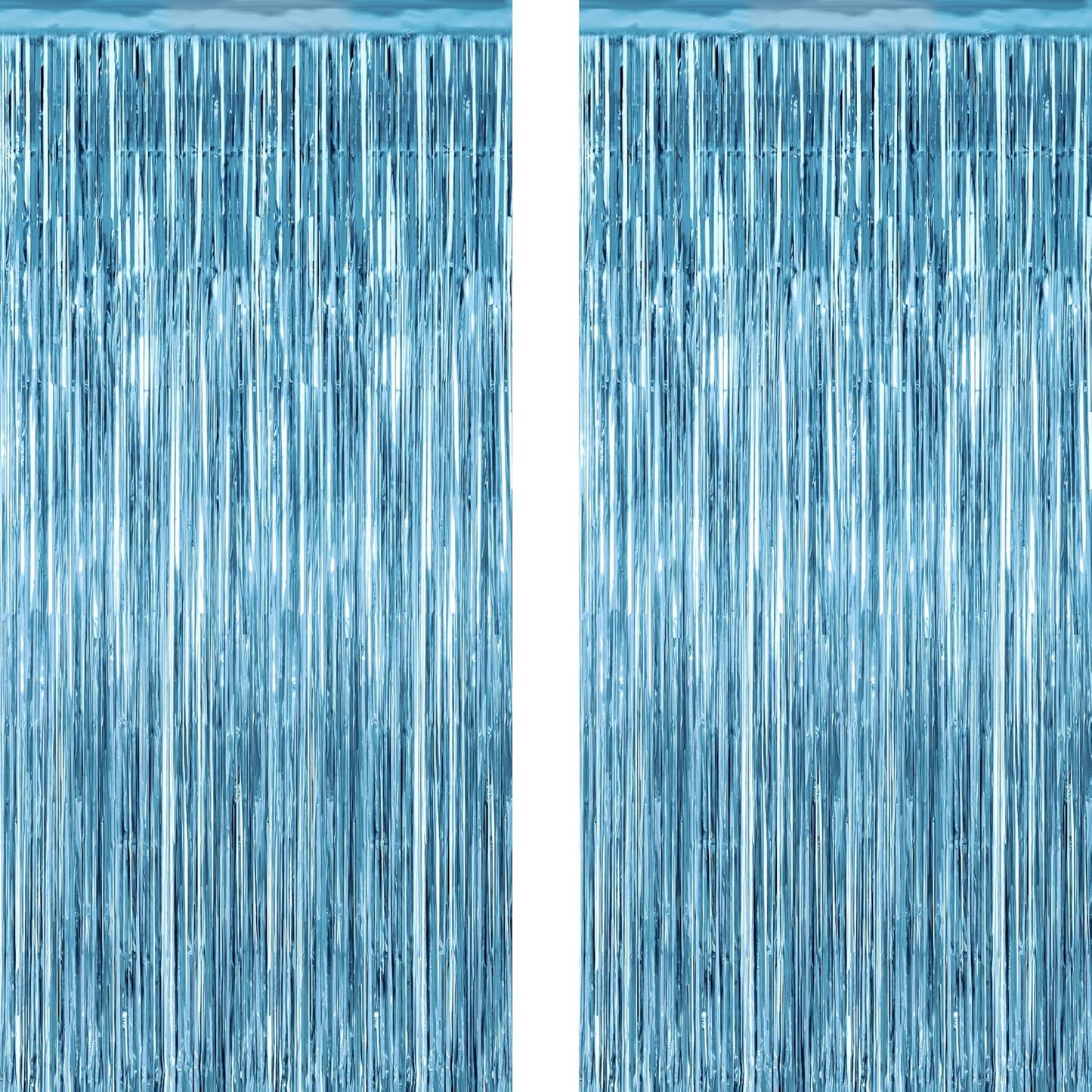 Regine Switzerland Fringe Backdrop - Metallic Ocean Blue Foil Curtains | 3.28 FT x 7.05 FT Party Decorations