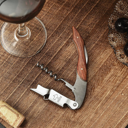 Wine Opener, Wine key, Corkscrew, Wine Bottle Opener w/Foil Cutter and Cap Remover for Servers, Bartenders, Waiters, Sommelier, Wine lover (Brown, Customize)