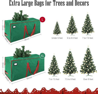 Cosy Family Christmas Tree Storage Bag - Durable 7.5 ft Heavy Duty Extra Large with Reinforced Handles & Dual Zippers - Green