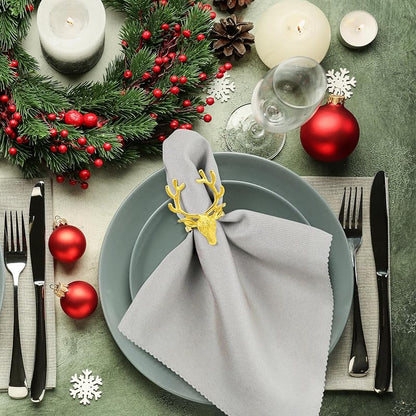Gin Gle Bells Gold Antler Napkin Rings Set of 12 - Christmas Holiday Table Decor (Variation of THIS listing: Gin Gle Bells - Gold+12)