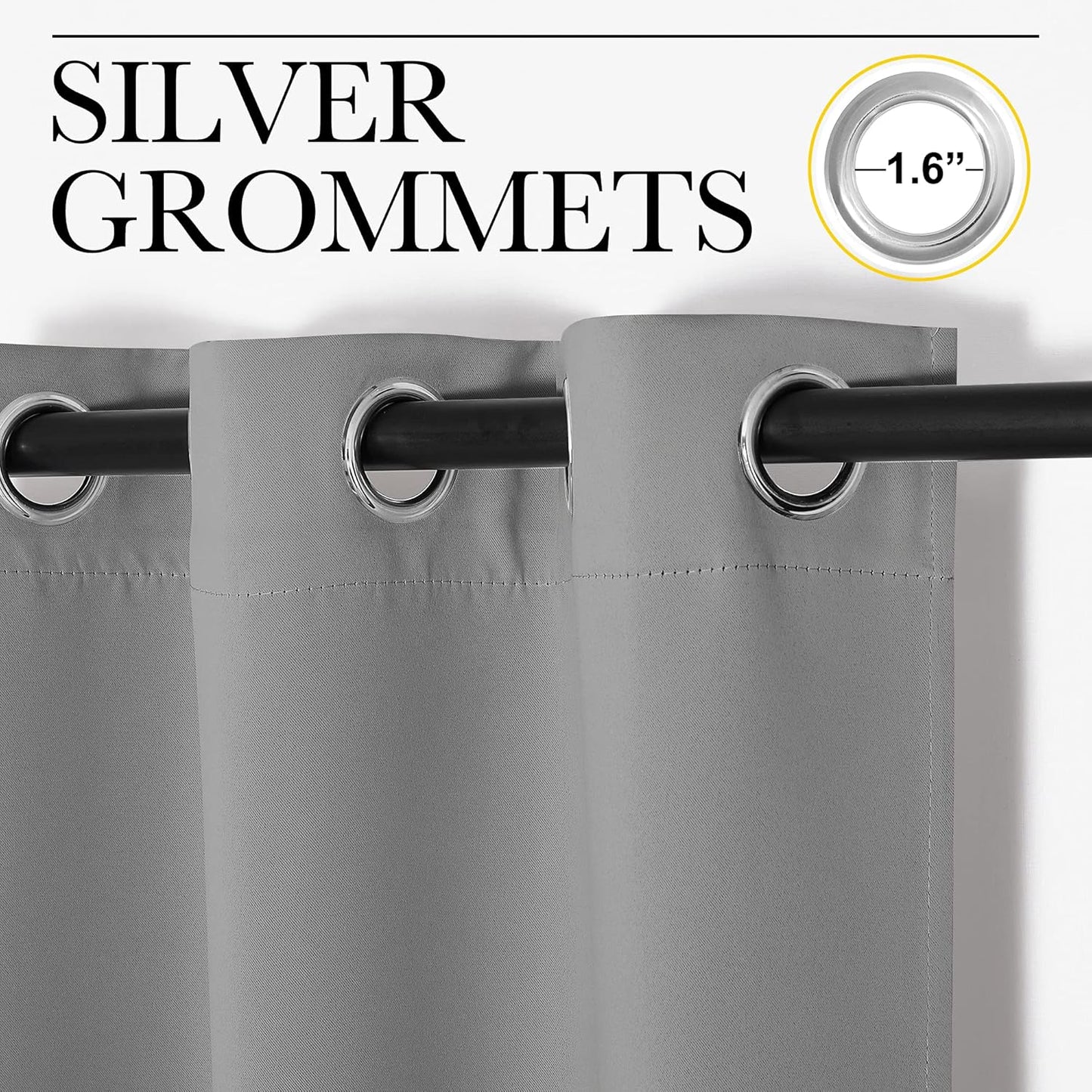 NICETOWN Silver Grey Blackout Curtain Panels - Thermal Insulated Grommet Top Drapes (2 Panels, 29"x45")