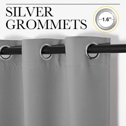 NICETOWN Silver Grey Blackout Curtain Panels - Thermal Insulated Grommet Top Drapes (2 Panels, 29"x45")