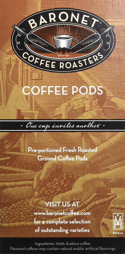 Baronet Coffee Organic ESE Espresso Pods - Decaf Roast - 3 Boxes of 18 Single Serve Espresso Pods – 54 Count, 7.2 Grams - Individually Wrapped for Freshness - Rich, Traditional Flavor