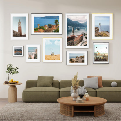 RICHFOCUS 18x24 Metal Picture Frame, Ultra-Thin Deep Aluminum Photo Frame with Cross-Hatch Brushed Satin Finish, Minimalist Modern Poster Frame with Tempered Glass and Mat for 16x20, Black