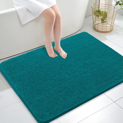 OLANLY Bathroom Rugs 40x32, Extra Soft Absorbent Chenille Bath Rugs, Rubber Backing Quick Dry, Machine Washable Bath Mats for Bathroom Floor, Tub and Shower, Home Decor Accessories, Deep Lake