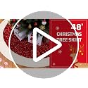 Christmas Tree Skirt 48 Inch Red Sequin with White Faux Fur - Holiday Decor
