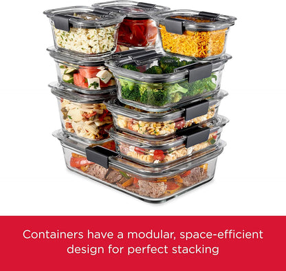 Rubbermaid Brilliance Glass Food Storage Containers - Leak-Proof & BPA-Free | 3.2 Cup, Set of 4, Clear