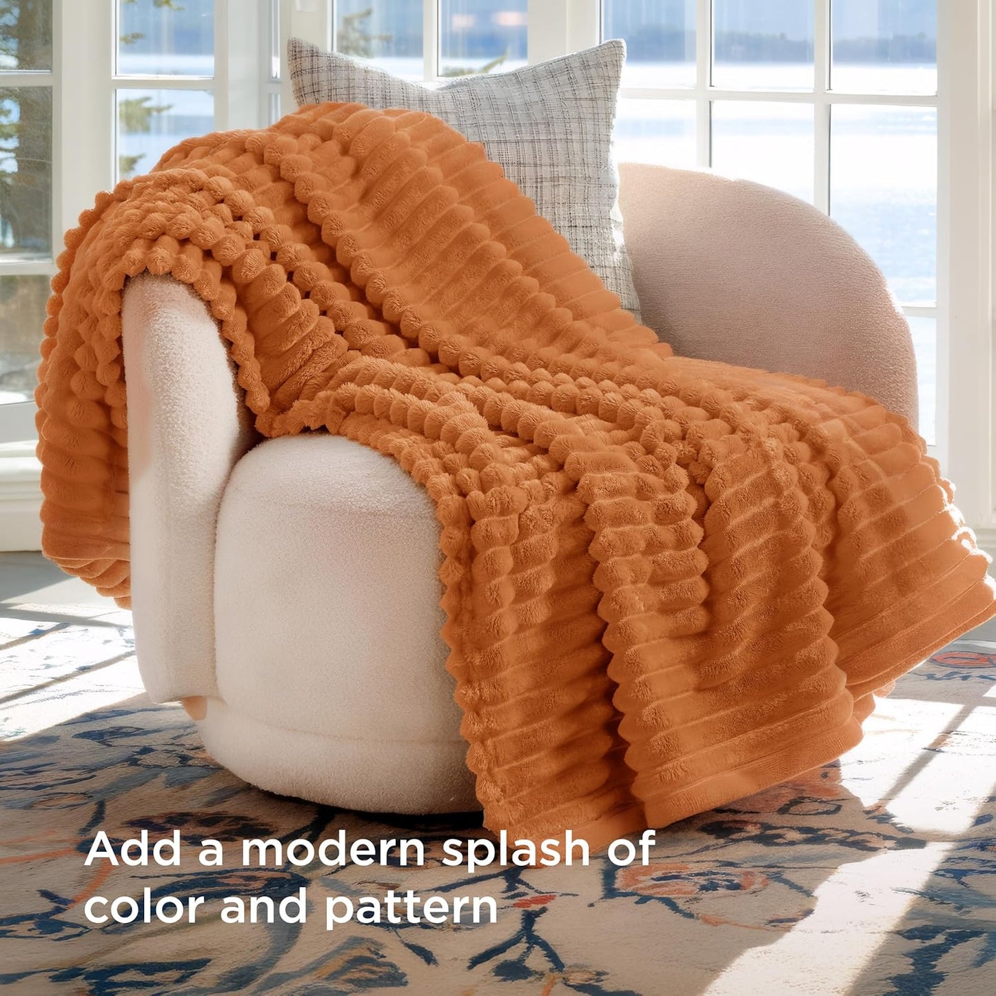 Bedsure GentleSoft Orange Fall Throw Blanket - Cozy 50x60 Inch Soft Blanket for Couch & Girls
