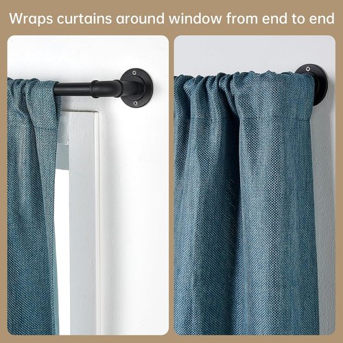 Industrial Curtain Rods - Blackout Wrap Around Design for Windows 28-48 Inches | 7/8 Inch Diameter