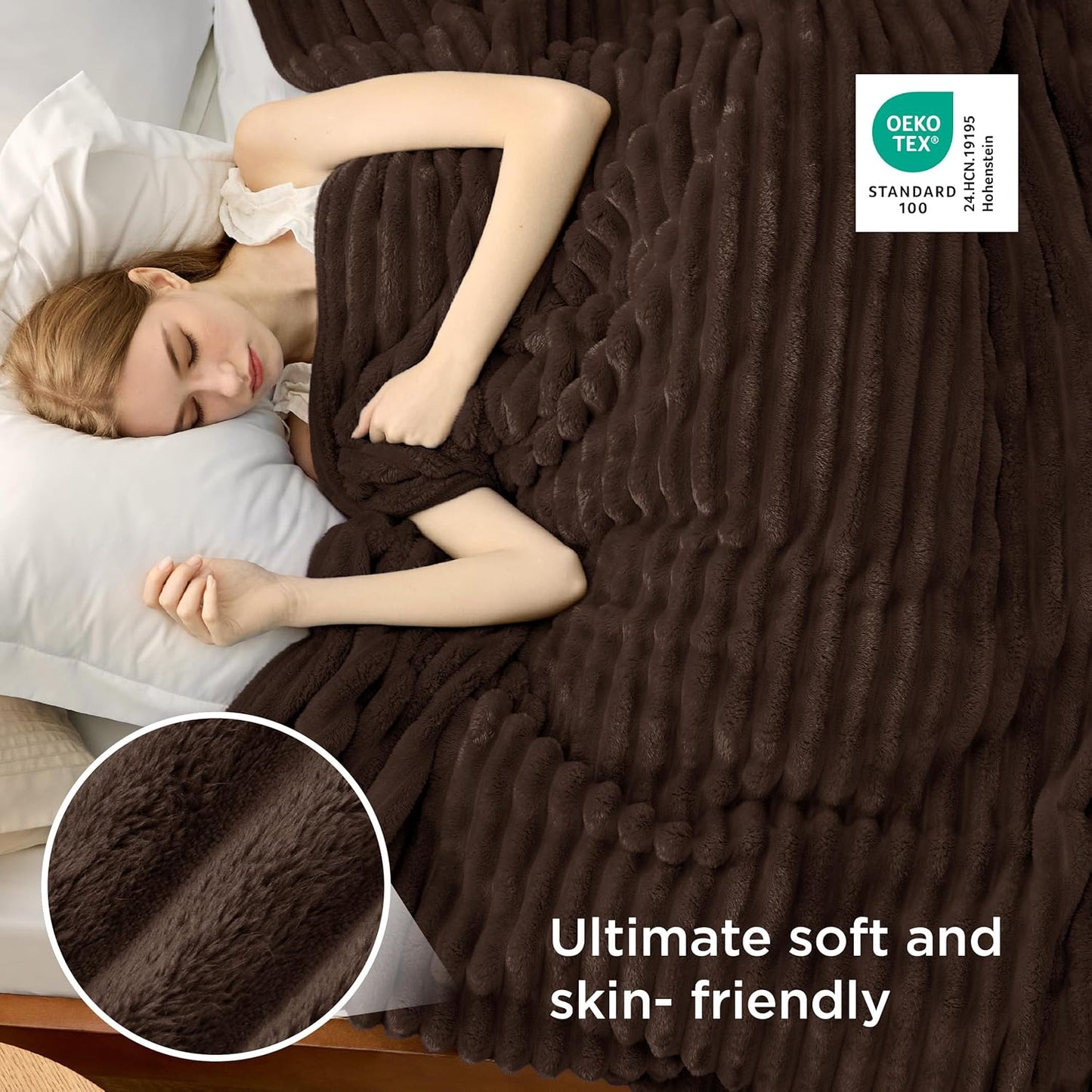 Bedsure GentleSoft Queen Blanket - Cozy Dark Chocolate Throw for Couch, 90x90 Inches