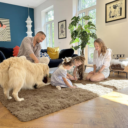 OLANLY Large Area Rug - Soft Fluffy Shaggy Carpet for Living Room & Bedroom | 8x10 Taupe Indoor Decor