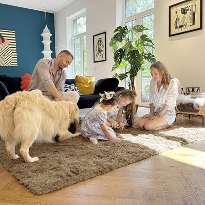OLANLY 9x12 Machine Washable Large Area Rugs for Living Room, Bedroom, Soft Fluffy Shaggy Bedside Rug, Indoor Floor Carpet for Kids Girls and Boys, Dorms, Nursery, Home Decor Aesthetic, Taupe