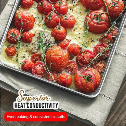JoyTable Aluminum Baking Sheet Set - Commercial Quality Non-Stick Cookie Sheets | 9 x 13 Inch Size