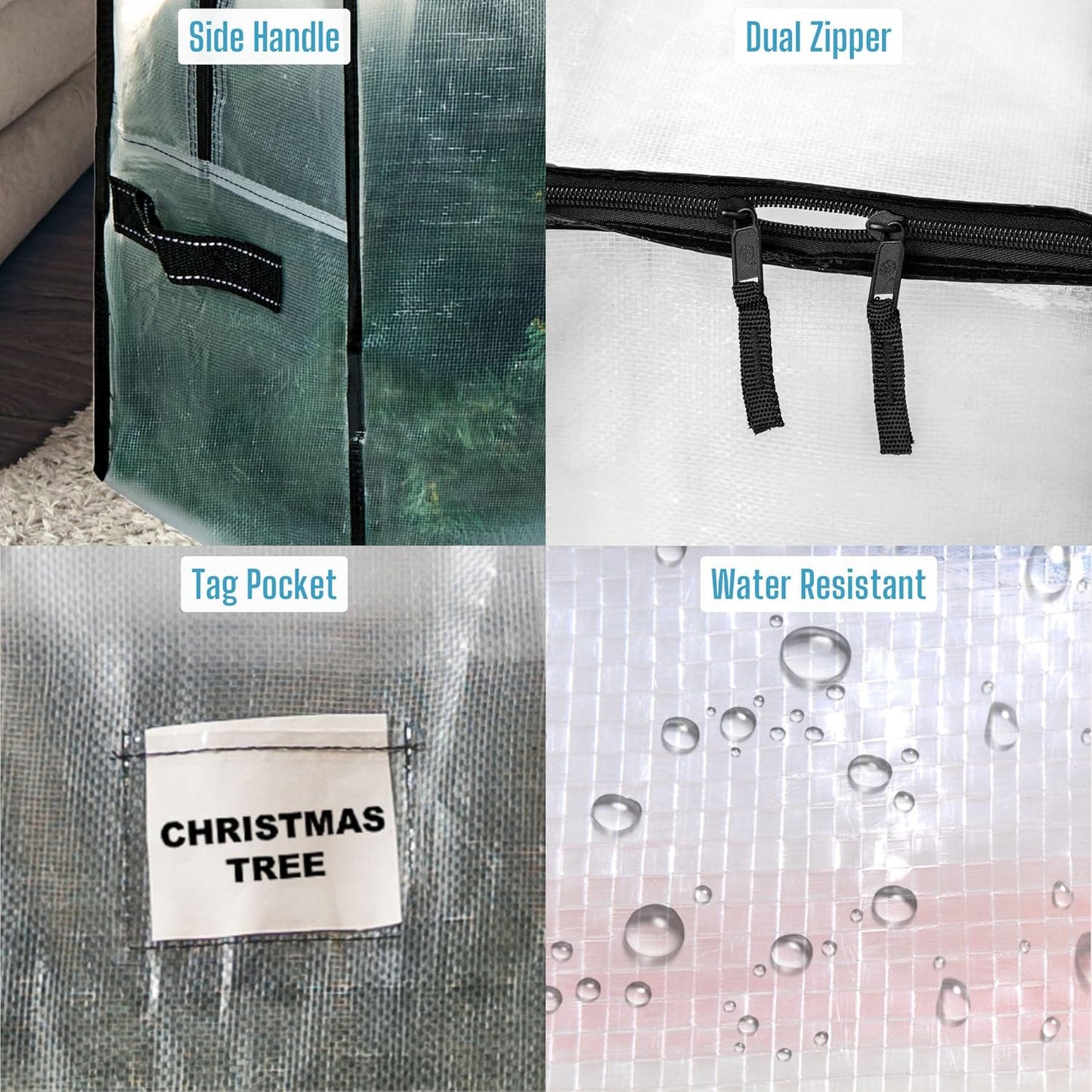 VENO Clear Christmas Tree Storage Bags - Heavy Duty 9 Ft Capacity with Zipper & Durable Handles | 2 Pack