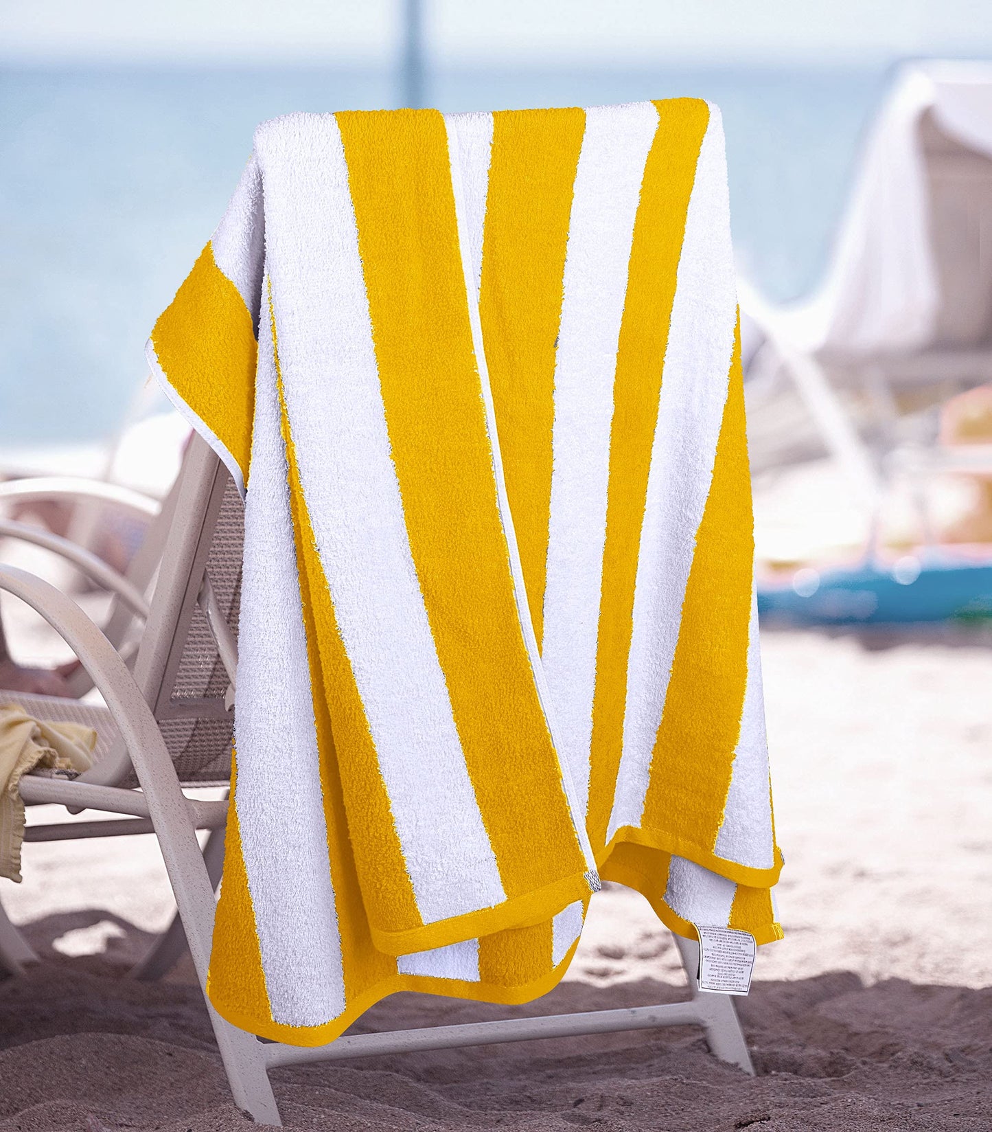 Utopia Towels Pack of 4 Cabana Beach Towels, Oversized 30 x 60 Inches Cotton Beach Towel Set, Smooth Ring Spun Texture for Pool and Swim Days, Modern Striped Design Bath Towels