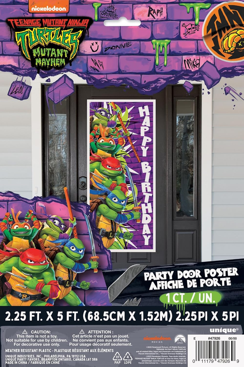 Teenage Mutant Ninja Turtles Birthday Door Poster - 27" x 60" | Vibrant Party Decoration for Kids