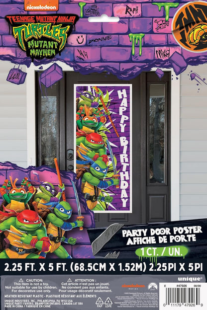 Teenage Mutant Ninja Turtles Birthday Door Poster - 27" x 60" | Vibrant Party Decoration for Kids