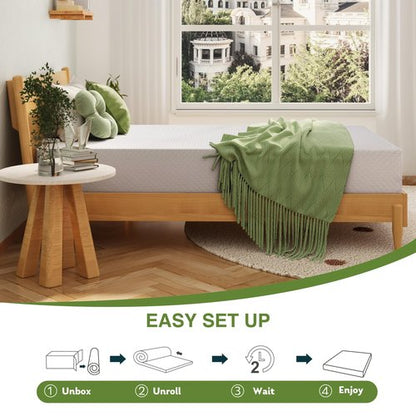 EGOHOME 6 Inch Twin Mattress for Kids, Memory Foam Mattress with Cooling Green Tea Gel, Relieve Pressure with Medium Firm Support, CertiPUR-US Certified, 75''L x 38''W, White