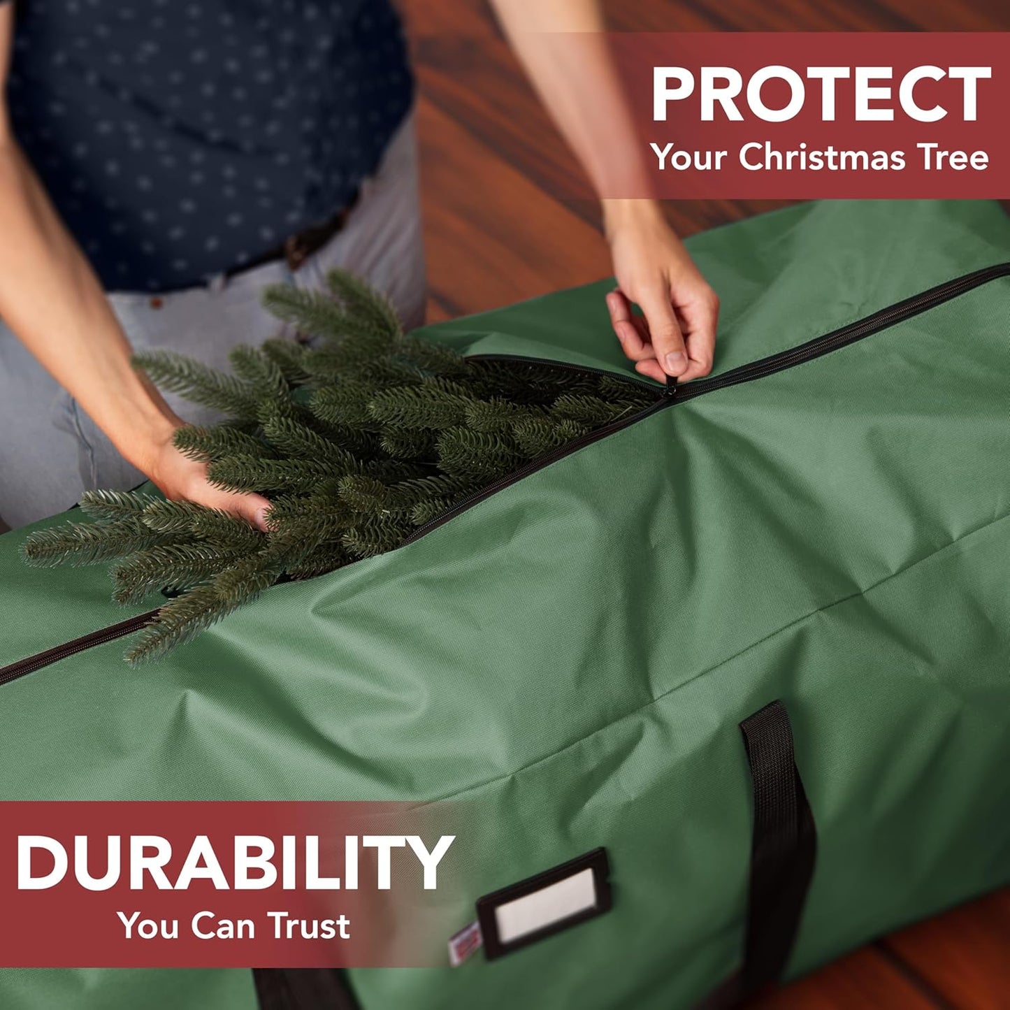 Skiennix Heavy-Duty Christmas Tree Storage Bag - Waterproof Design for 7.5ft Artificial Trees | Durable Handles & Zipper (Green)
