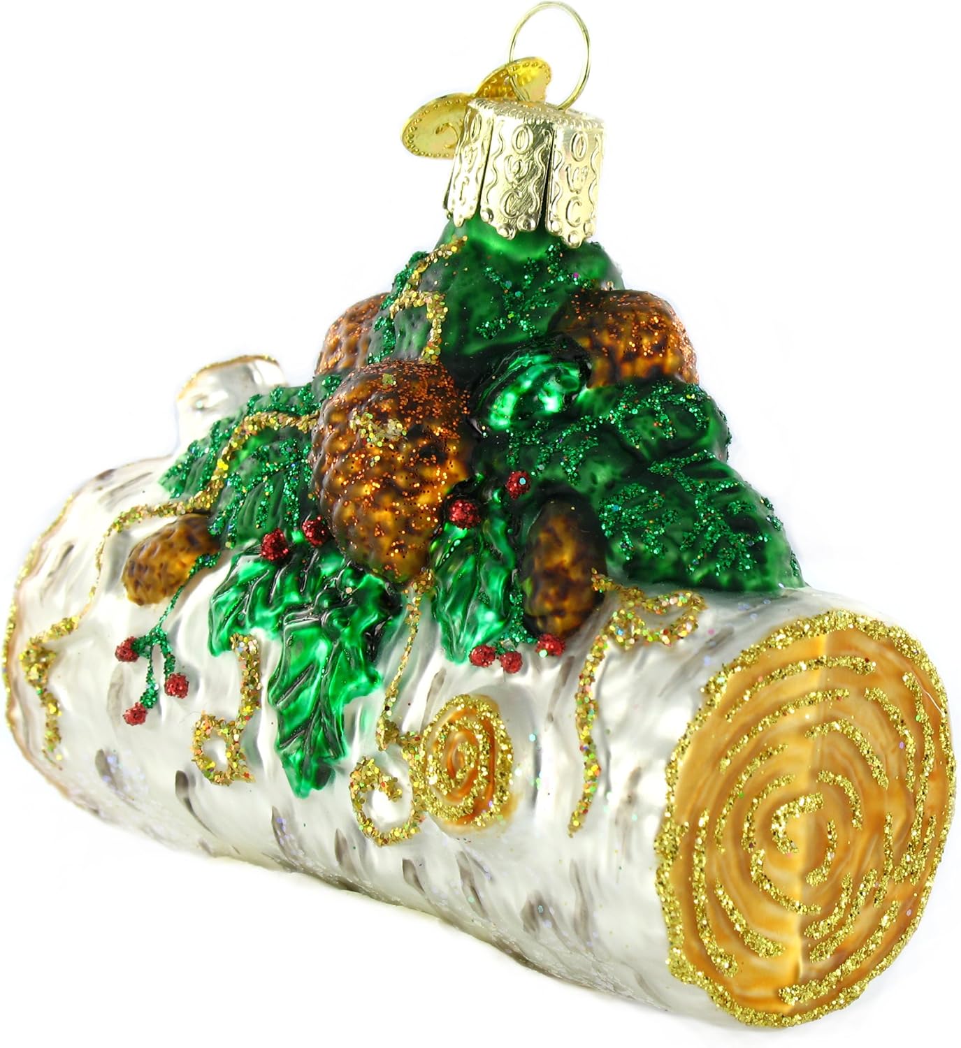 Old World Christmas Yule Log Ornament - Handcrafted Glass Blown Holiday Decoration | Festive Tree Decor