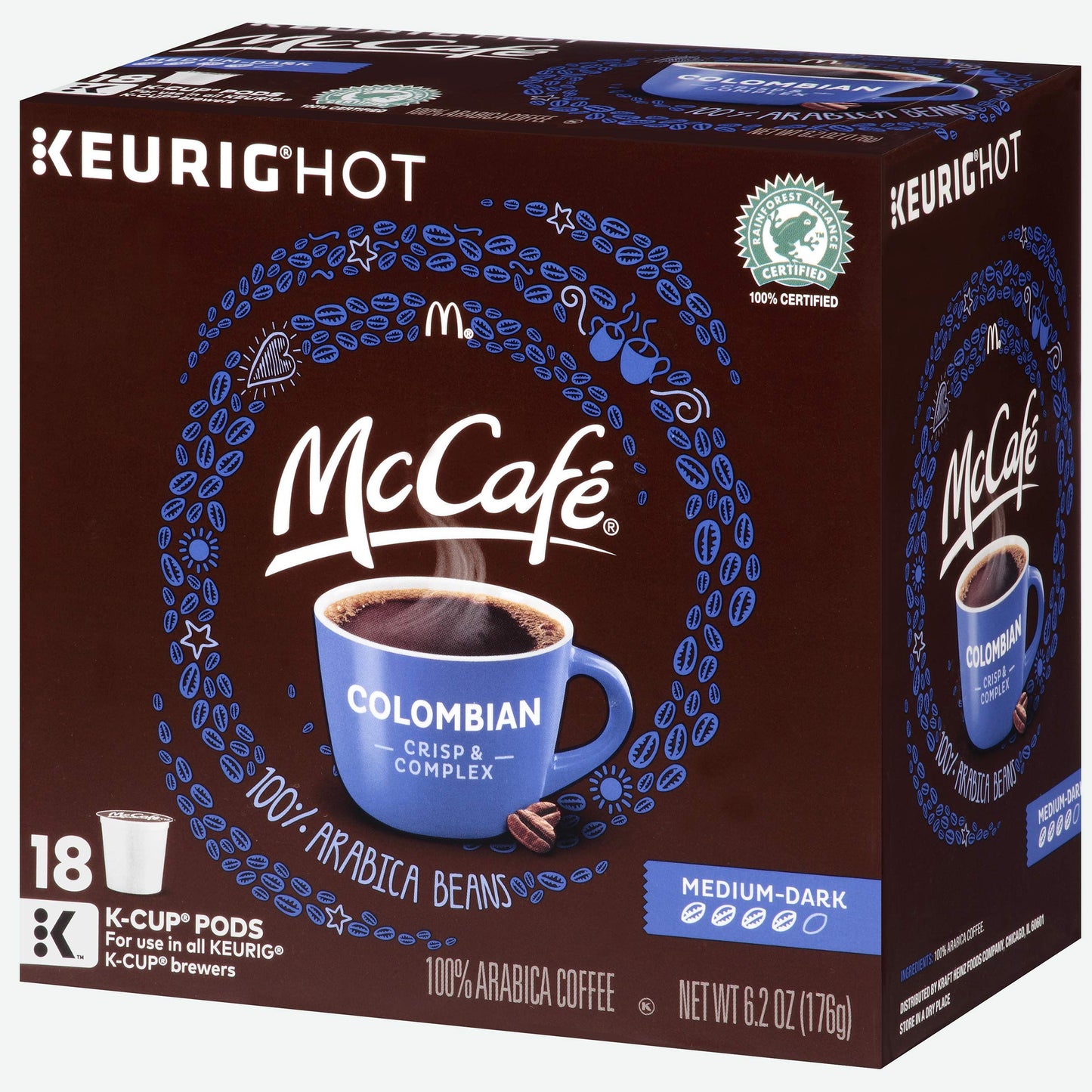 McCafé Colombian Medium Dark Roast K-Cup Coffee Pods (72 Pods, 4 Packs of 18)