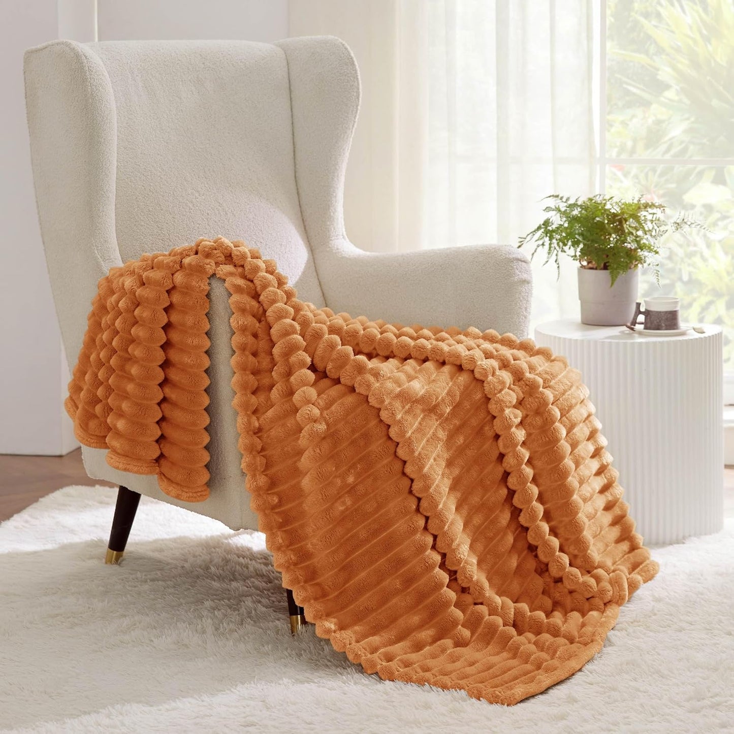 Bedsure GentleSoft Orange Fall Throw Blanket - Cozy 50x60 Inch Soft Blanket for Couch & Girls