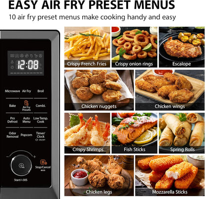 TOSHIBA Air Fryer Combo - 8-in-1 Countertop Microwave Oven with Convection & Broil | 1.0 Cu.ft, Black Stainless Steel
