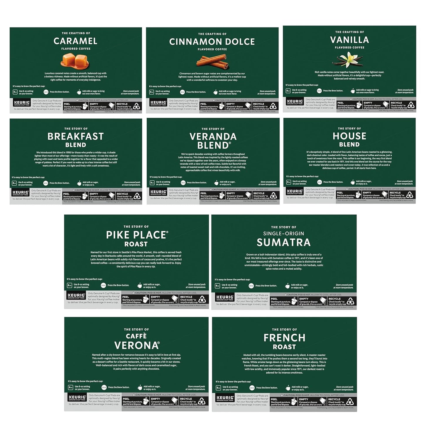 Starbucks K-Cup Coffee Pods - Blonde, Medium & Dark Roast Variety Pack | 40 Keurig Pods for Hot or Iced Coffee