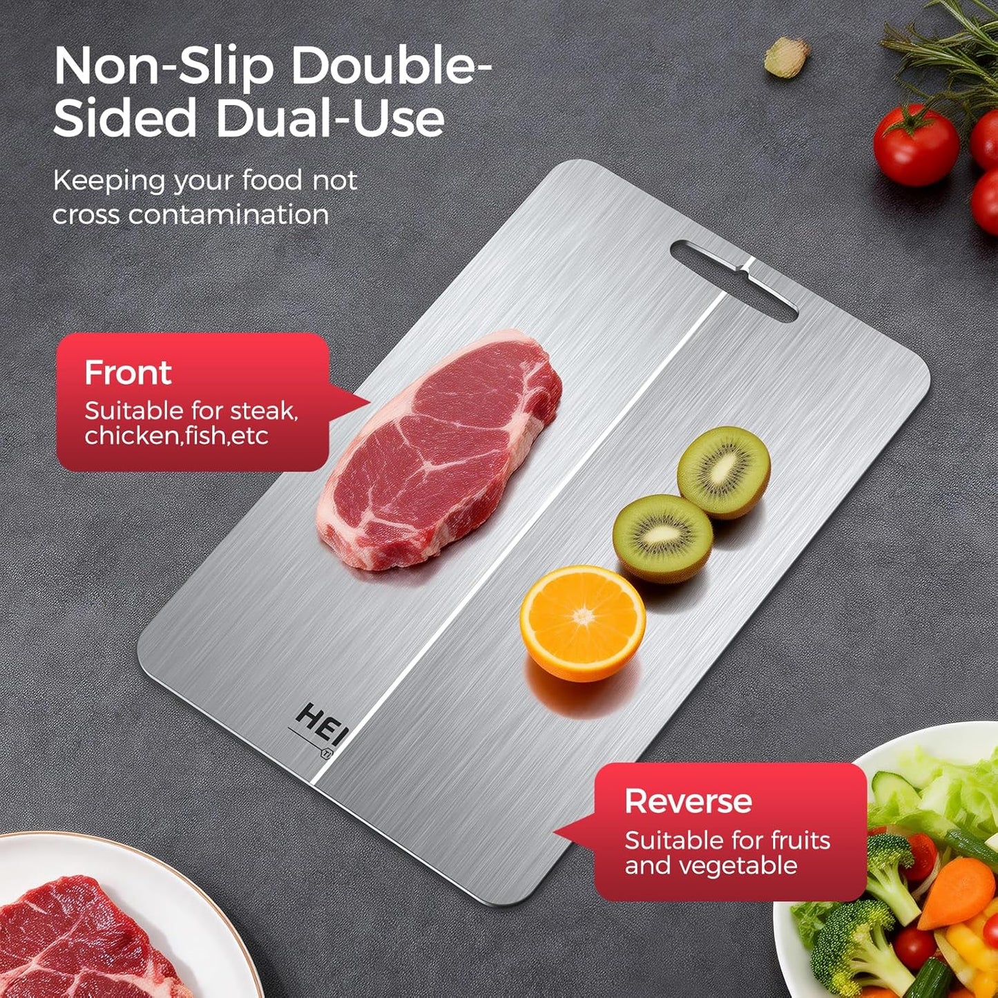 Titanium Cutting Board Set - 100% Pure Non-Toxic Double-Sided Kitchen Boards | Includes 3 Sizes