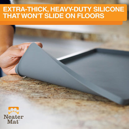 Neater Pet Brands Neater Mat | Waterproof BPA-Free Silicone Pet Food Mat - 19" x 12", Gunmetal Grey