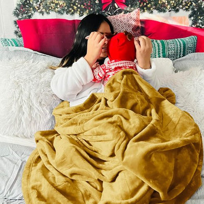 Bedsure GentleSoft Fleece Blanket - King Size Gold Yellow, Soft & Lightweight Plush Microfiber, 108x90 Inches
